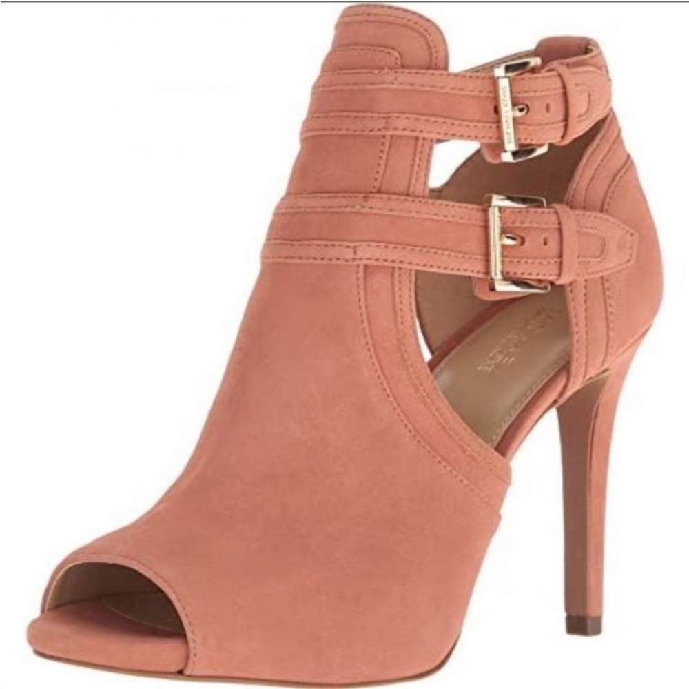 Peach pink Michael Kors peep toe booties